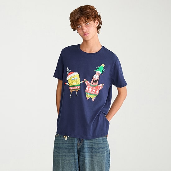 AEROPOSTALE Mens Crew Neck Short Sleeve Regular Fit Spongebob Graphic T-Shirt
