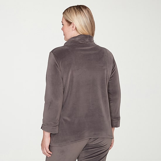 Alfred Dunner Calm Luxe Womens Cowl Neck 3/4 Sleeve T-Shirt
