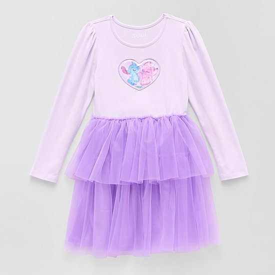 Disney Collection Little & Big Kid Girls Long Sleeve Stitch Tutu Dress