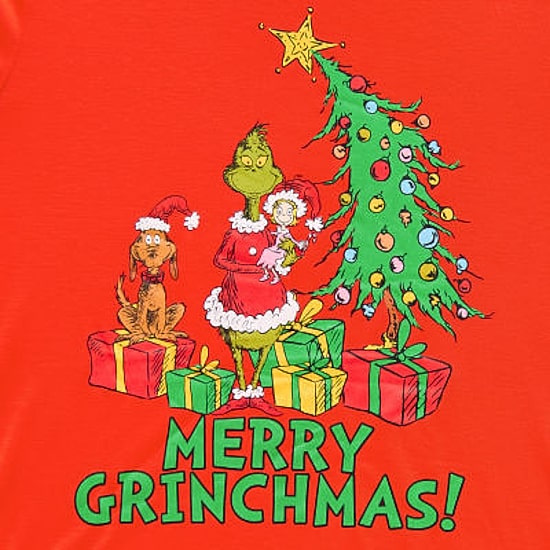 Womens Dr. Seuss Grinch Microfleece Crew Neck Long Sleeve 2-pc. Matching Family Pajama Set