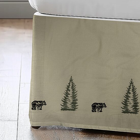 Donna Sharp Bear Creek Embroidered Tailored King Cotton 18" Bed Skirt