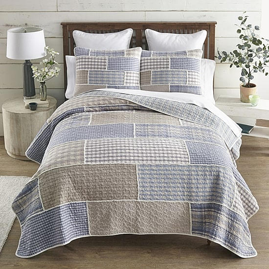 Donna Sharp Slate Cobblestone Pieced Cotton Quilt Set