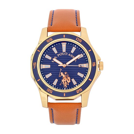 U.S. Polo Assn. Blue Dial Unisex Adult Digital Brown Strap Watch Usc50490jc