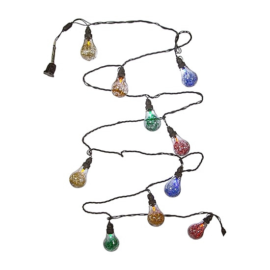 Kurt Adler Ul 10-Light Led Tinsel A19 Multi String Lights
