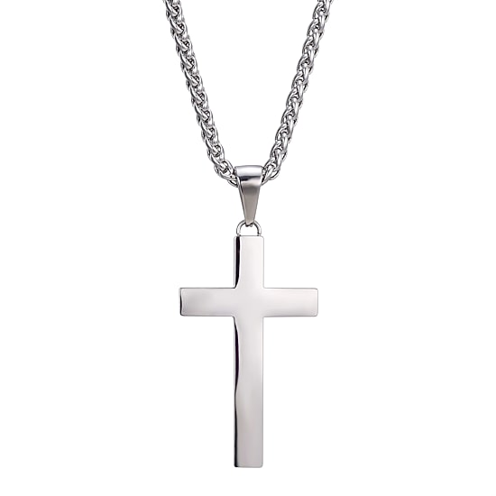 J.P. Army Men's Jewelry Stainless Steel 24 Inch Link Cross Pendant Necklace