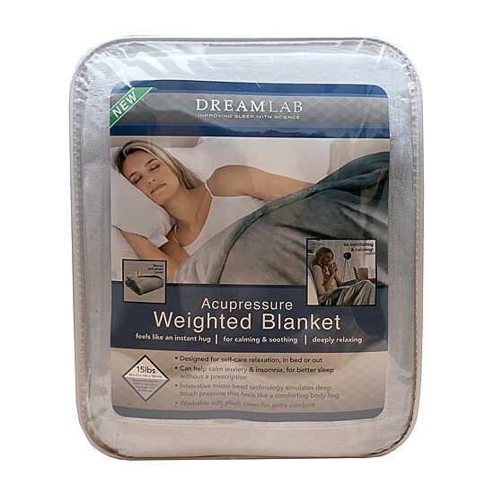 Dream Lab Acupressure 15lbs Weighted Plush Blanket with Removable Cover