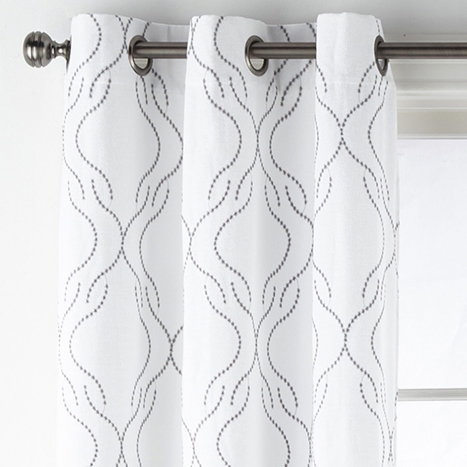 Regal Home Sterling Grommet Top Energy Saving Embroidered Blackout Curtain Panel