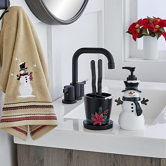 Saturday Knight Rustic Plaid Snowman Toothbrush Holder