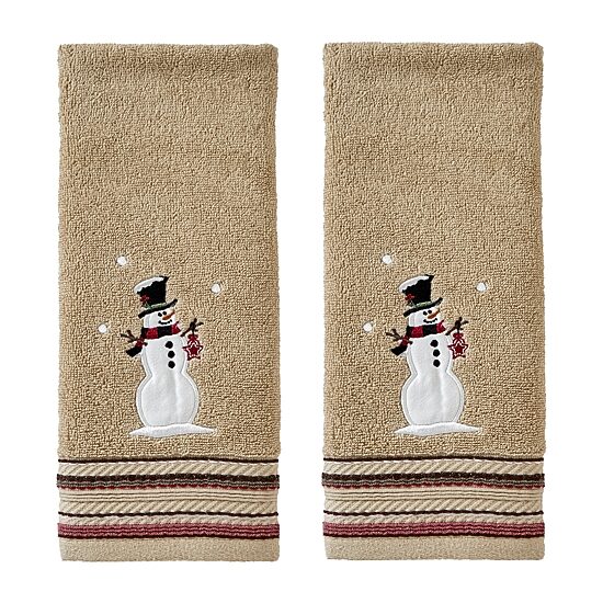 Saturday Knight Rustic Plaid Snowman 2-pc. Hand Towel