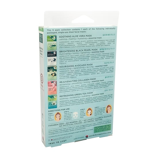 Earth Therapeutics 5 Pack Organic Assorted Beauty Mask