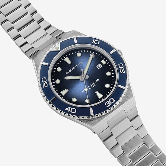 Bering Mens Silver Tone Stainless Steel Bracelet Watch 18940-707