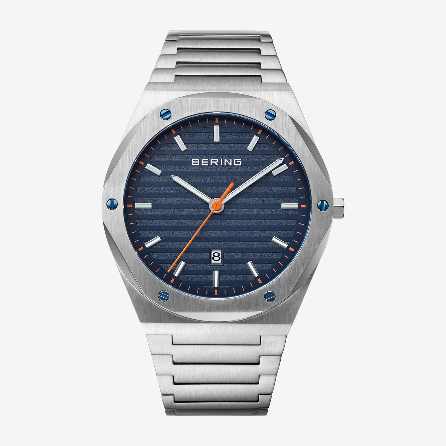 Bering Mens Silver Tone Stainless Steel Bracelet Watch 19742-707