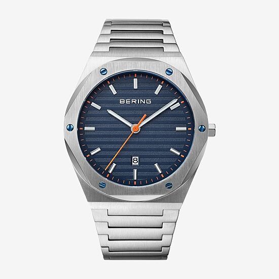 Bering Mens Silver Tone Stainless Steel Bracelet Watch 19742-707