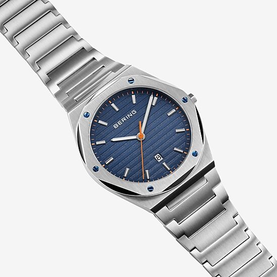 Bering Mens Silver Tone Stainless Steel Bracelet Watch 19742-707