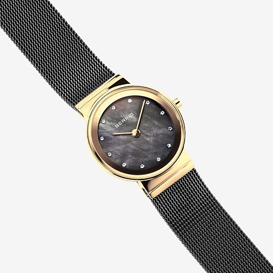 Bering Womens Black Stainless Steel Bracelet Watch 10126-132