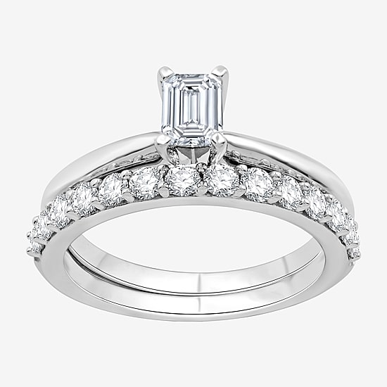 I Said Yes (H-I / I1) Womens 1 CT. T.W. Lab Grown White Diamond Sterling Silver Solitaire Bridal Set