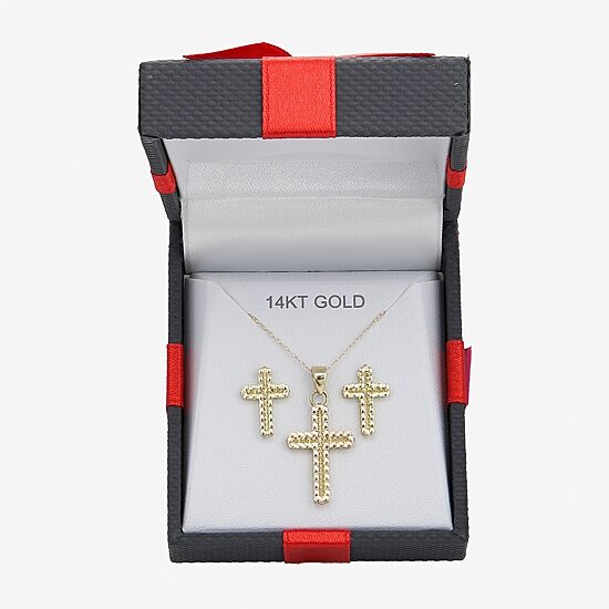 Womens 14K Gold Cross 2-pc. Jewelry Set