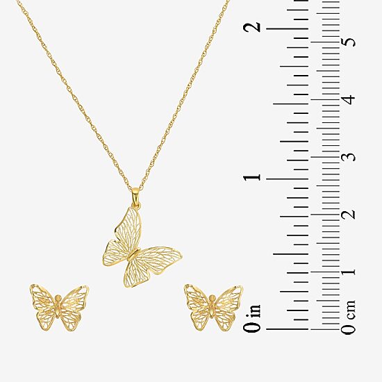 Made in Italy Womens 14K Gold Butterfly 2-pc. Jewelry Set