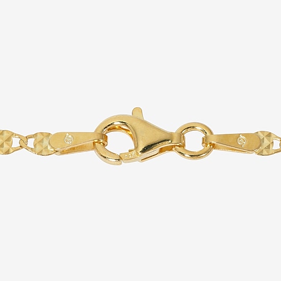 Made in Italy Womens 24K Gold Over Silver Semisolid Round 7.5 Inch Link Bracelet