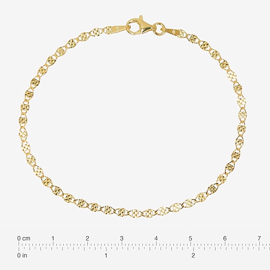 Made in Italy Womens 24K Gold Over Silver Semisolid Round 7.5 Inch Link Bracelet