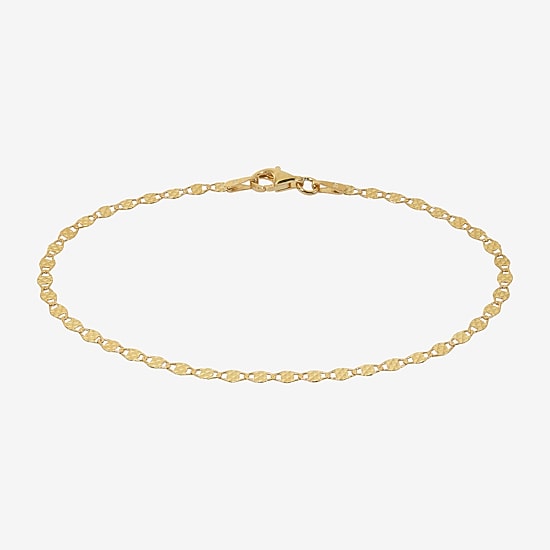 Made in Italy Womens 24K Gold Over Silver Semisolid Round 7.5 Inch Link Bracelet