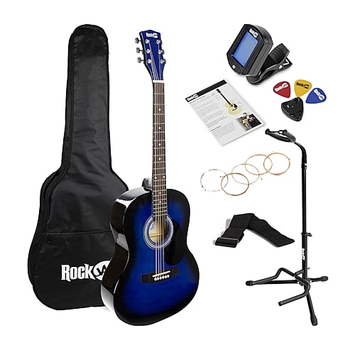 Rockjam Acoustic Guitar Kit With Carrying Case, One Size, Blue