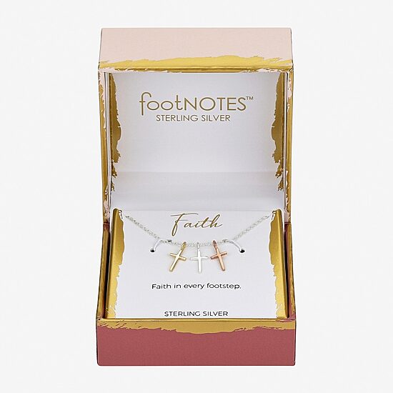 Footnotes Freeform Womens 14K Gold Over Silver 14K Rose Gold Over Silver Cross 16 Inch Pendant Necklace