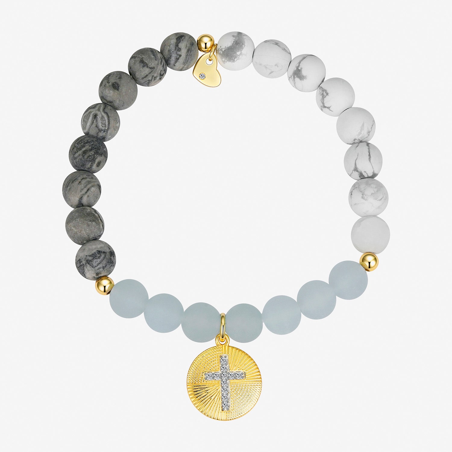 Footnotes Faith Womens Cubic Zirconia 14K Gold Over Brass Cross Stretch Bracelet