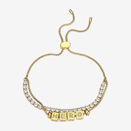 Footnotes Hero Womens Cubic Zirconia 14K Gold Over Brass Bolo Bracelet
