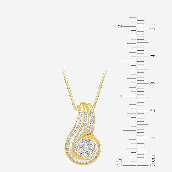 3/4 CT.T.W. Natural Diamond 10K Gold Swirl Pendant Necklace
