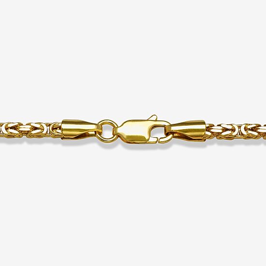 Unisex Adult 14K Gold 7.25 Inch Hollow Byzantine Chain Bracelet