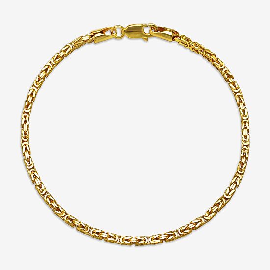 Unisex Adult 14K Gold 7.25 Inch Hollow Byzantine Chain Bracelet