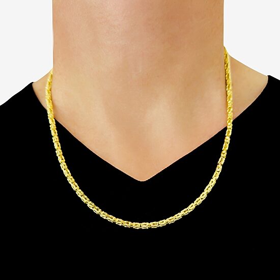 Unisex Adult 14K Gold 22 Inch Byzantine Chain Necklace