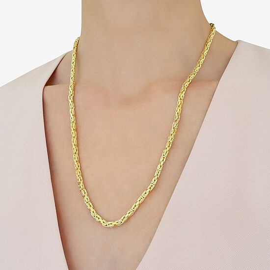 Unisex Adult 14K Gold 22 Inch Byzantine Chain Necklace