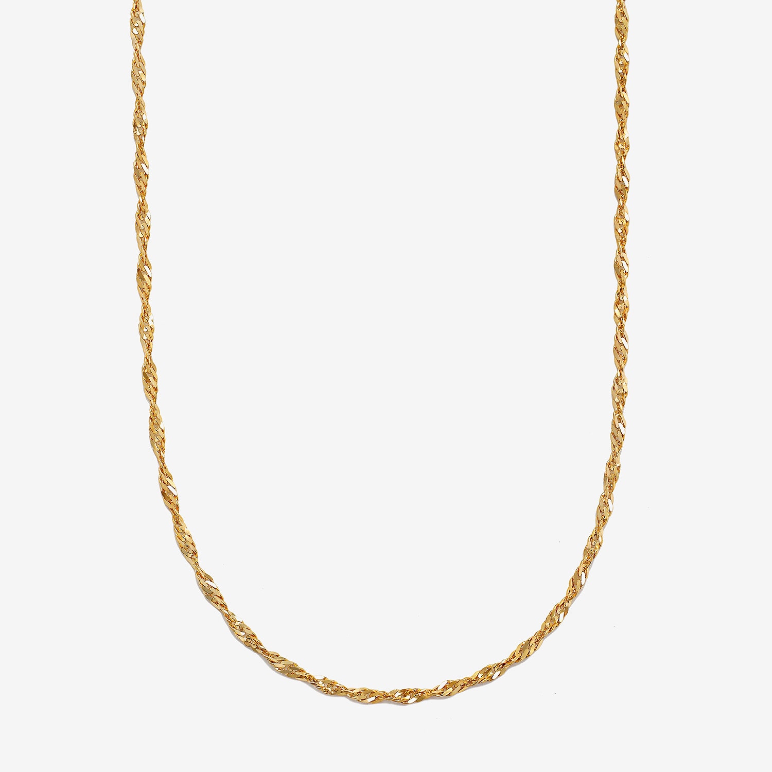 14K Gold 16 - 22 Inch Solid Singapore Chain Necklace