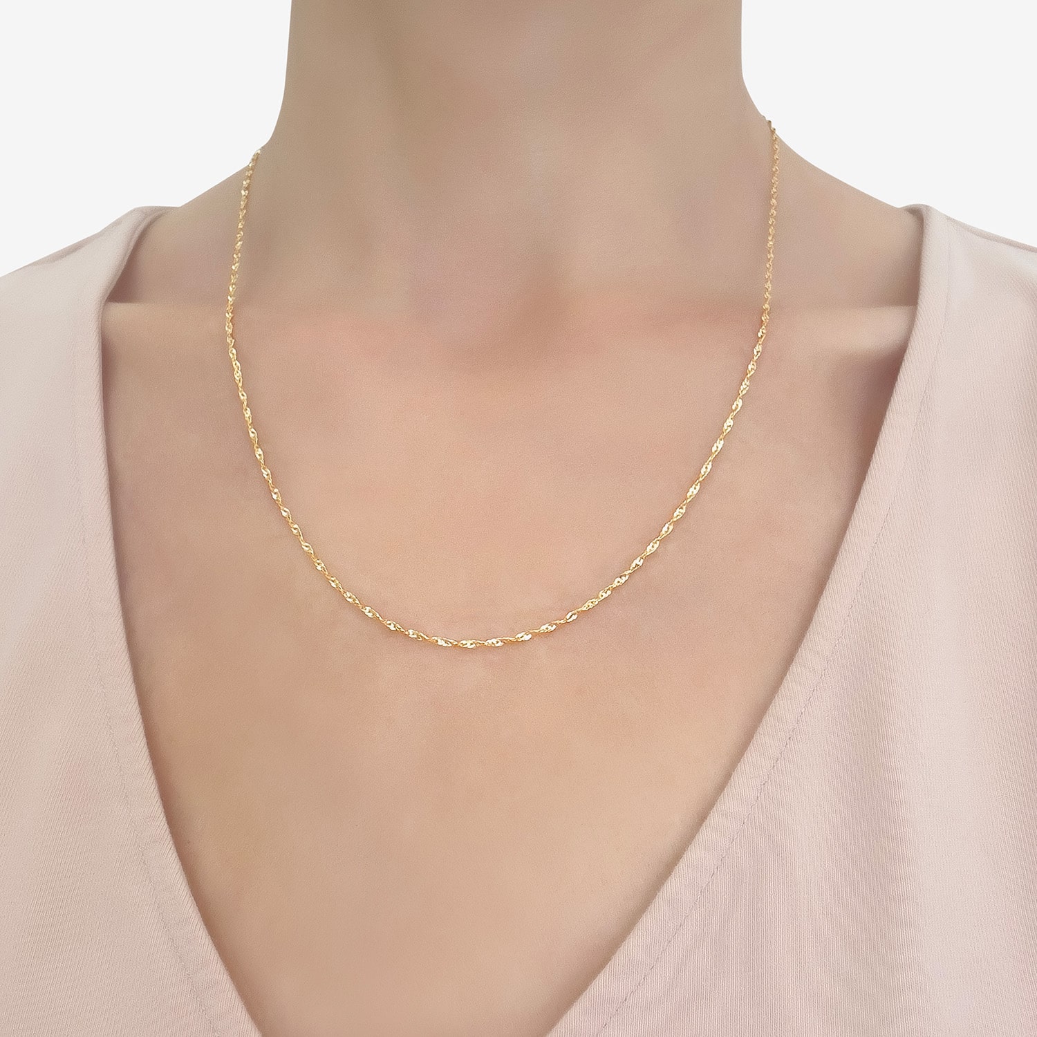 14K Gold 16 - 22 Inch Solid Singapore Chain Necklace