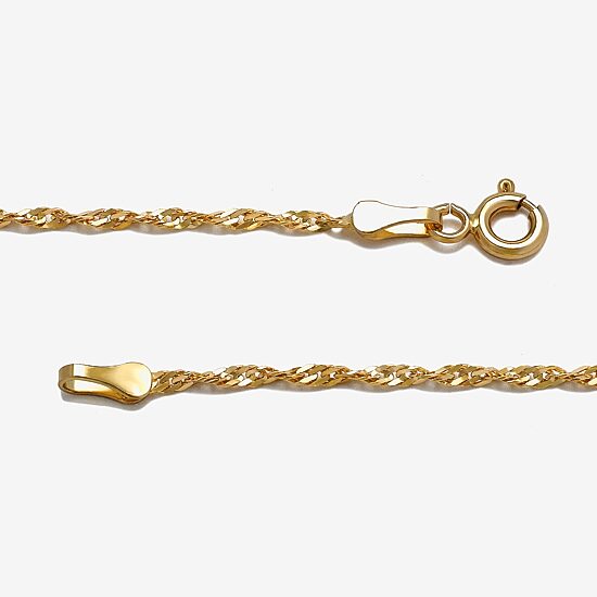 14K Gold 16 - 22 Inch Solid Singapore Chain Necklace