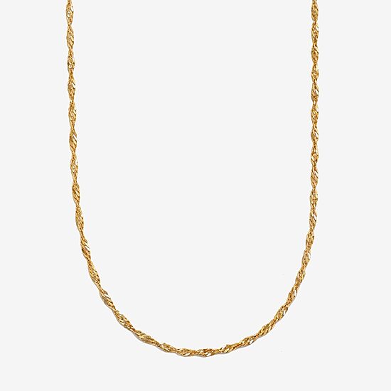 14K Gold 16 - 22 Inch Solid Singapore Chain Necklace