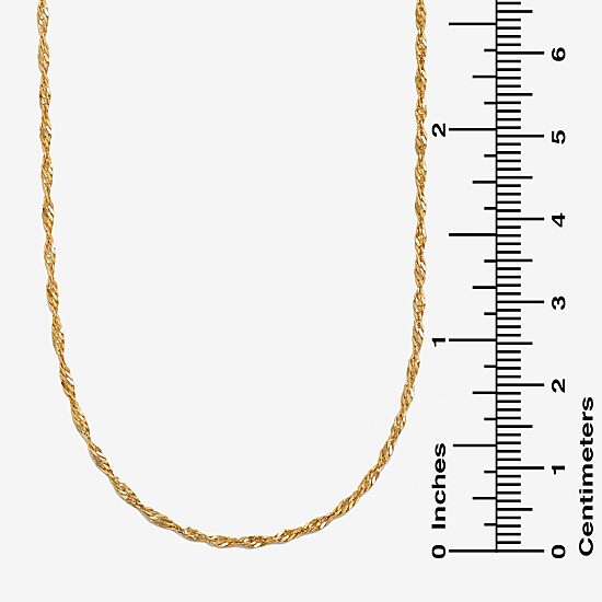 14K Gold 16 - 22 Inch Solid Singapore Chain Necklace