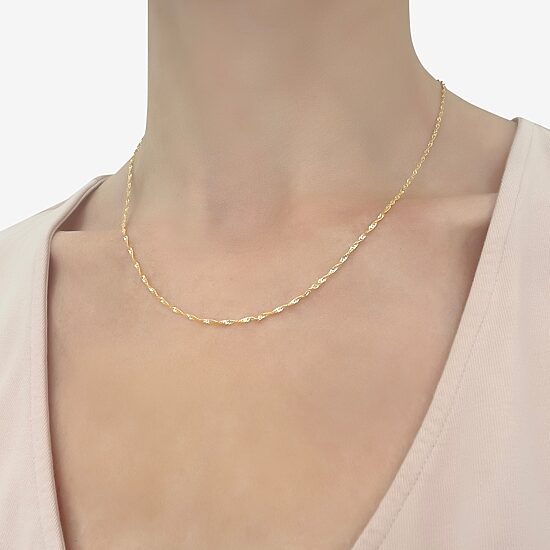 14K Gold 16 - 22 Inch Solid Singapore Chain Necklace
