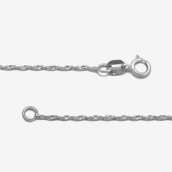 Womens 14K White Gold 16 Inch Singapore Chain Necklace