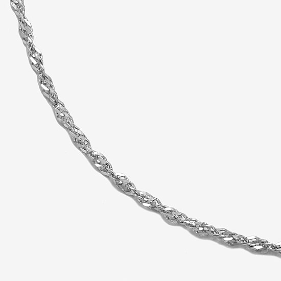 Womens 14K White Gold 16 Inch Singapore Chain Necklace