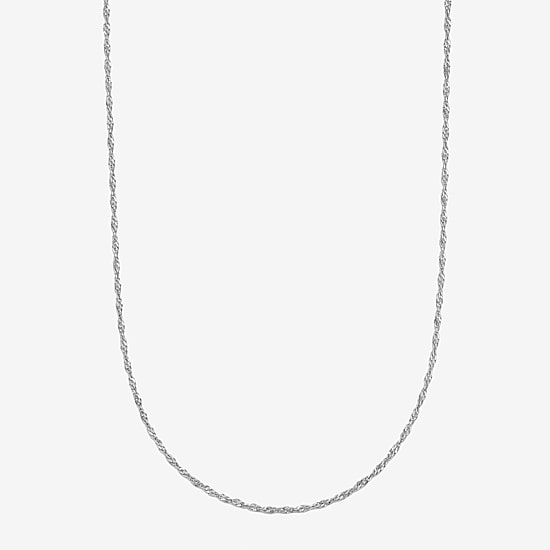 Womens 14K White Gold 16 Inch Singapore Chain Necklace