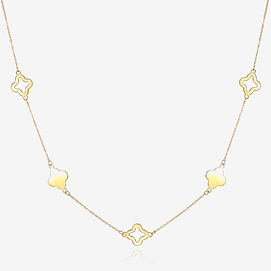 Womens 14K Gold Clover 18 Inch Pendant Necklace