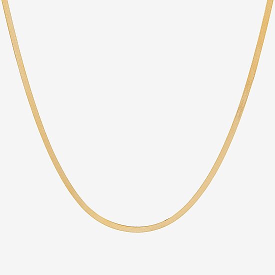 Mia Oro Womens 14K Gold 18 Inch Herringbone Chain Necklace