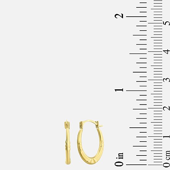 Womens 10K Gold 14mm Oval Hoop Earrings
