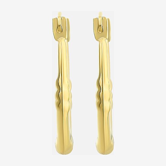 Womens 10K Gold 14mm Oval Hoop Earrings