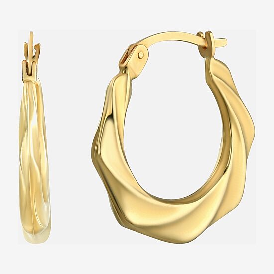Womens 14K Gold 20mm Round Hoop Earrings