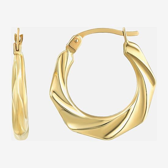 Womens 14K Gold 20mm Round Hoop Earrings