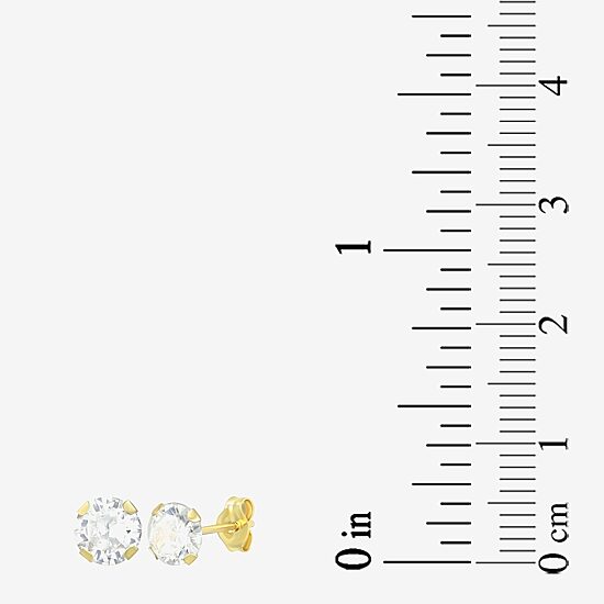 Cubic Zirconia 14K Gold 5mm Round Stud Earrings